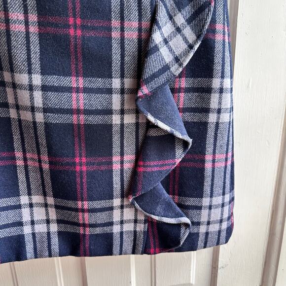 J Crew Plaid Ruffle Front Mini Skirt in Double Serge Wool - Picture 4 of 8